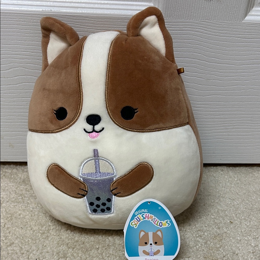 Squishmallows Regina Dog with Drink Plush